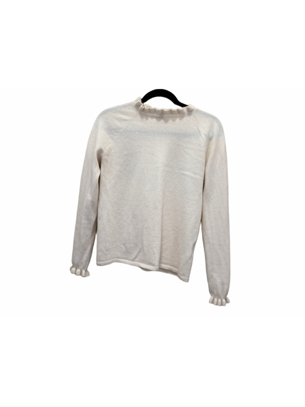 Garnet Hill Women’s 100% Cashmere White Ruffle Neck Sweater Size Medium